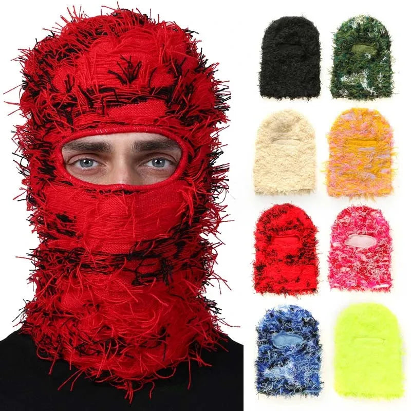 Hip Hop Balaclava Distressed Knitted Caps